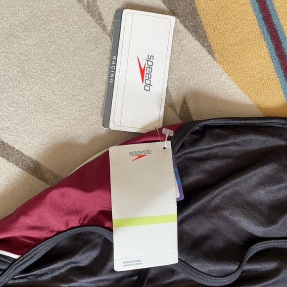 NWT Speedo Lycra Maroon/Black Racing Bathing Suit Women’s Size 30 - Picture 6 of 12